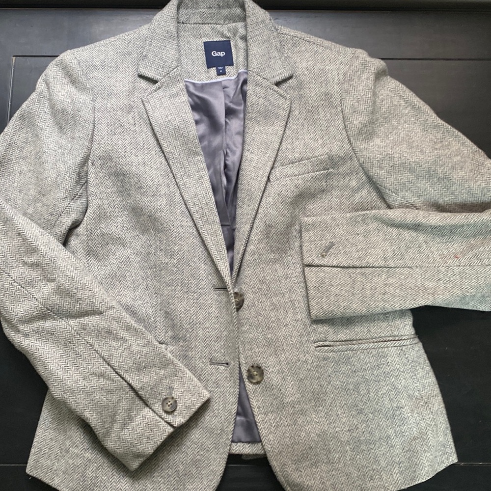 GAP Grey Herringbone wool blazer
